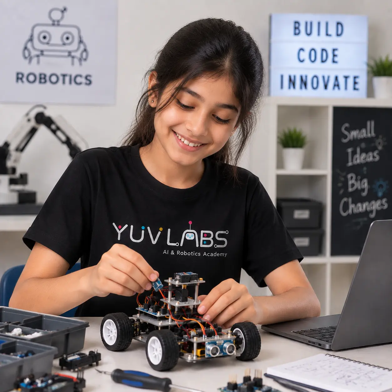 Child with robot